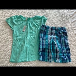 Old Navy NWT t and Cherokee madras plaid shorts